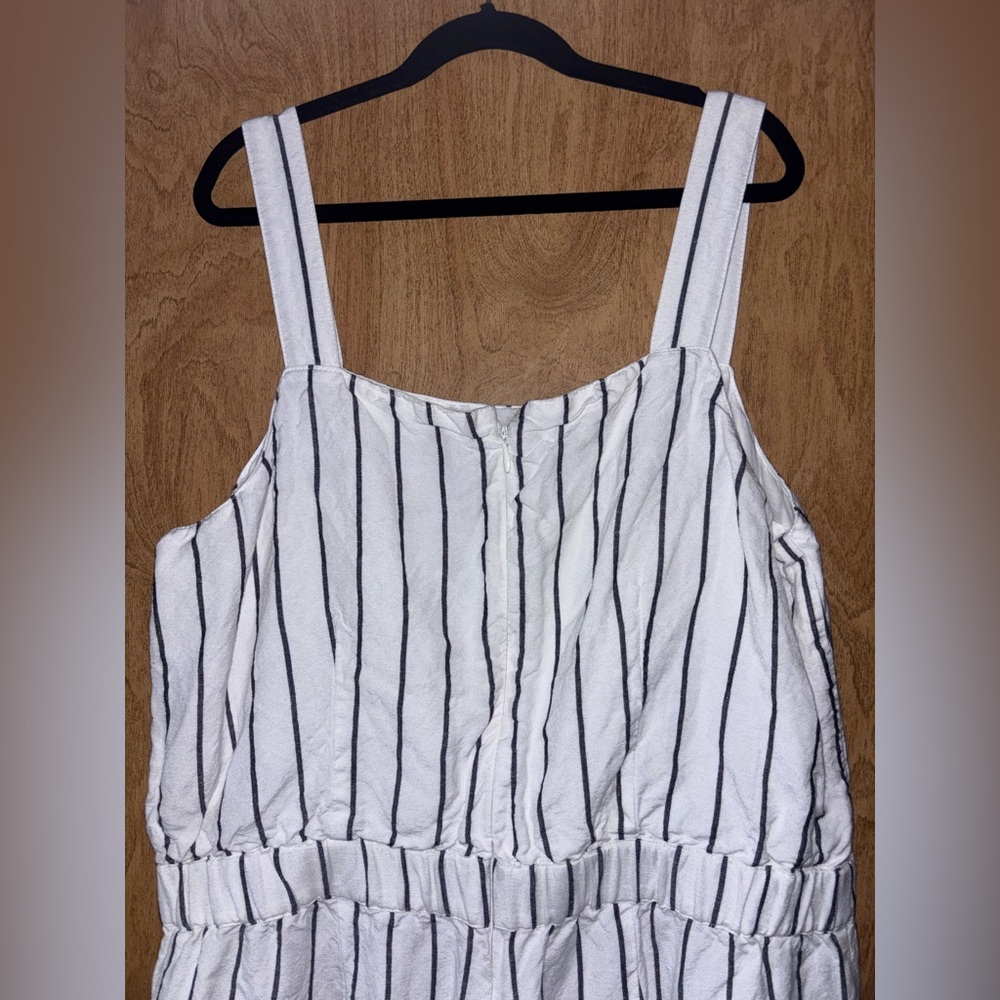 LOFT Black and White Striped Jumpsuit - Picture 3 of 4